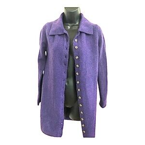 Zara purple knit fuzzy button down‎ long cardigan jacket size medium brand new